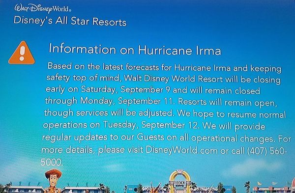 Announcement on our Resort room TV...