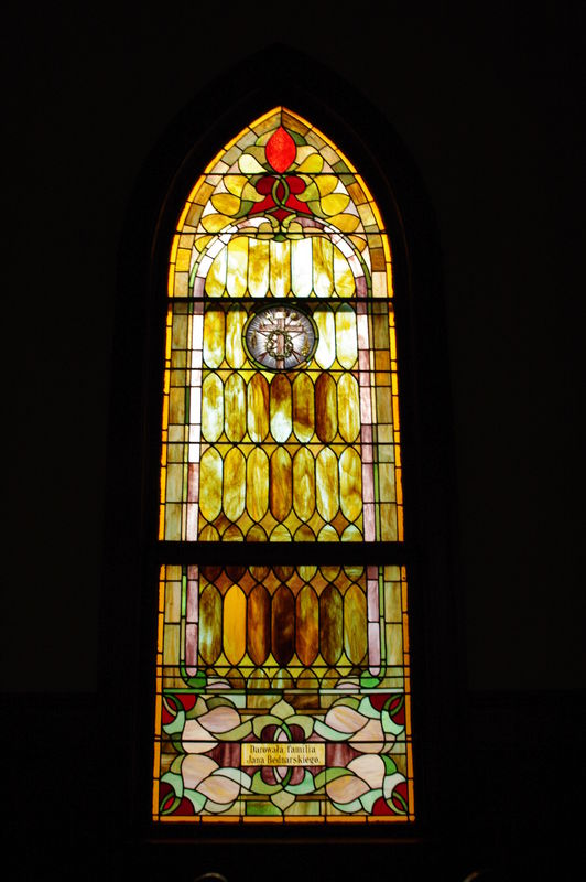 Window in a small historical church in New Waverly...