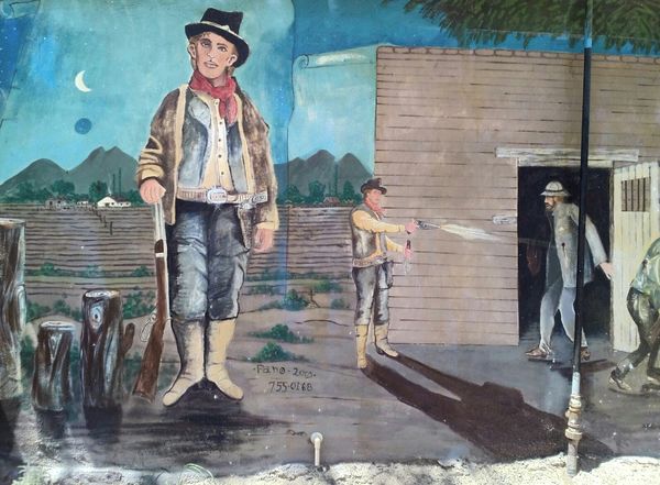 Mural in San Elizario,  Texas. Near the area of Bi...