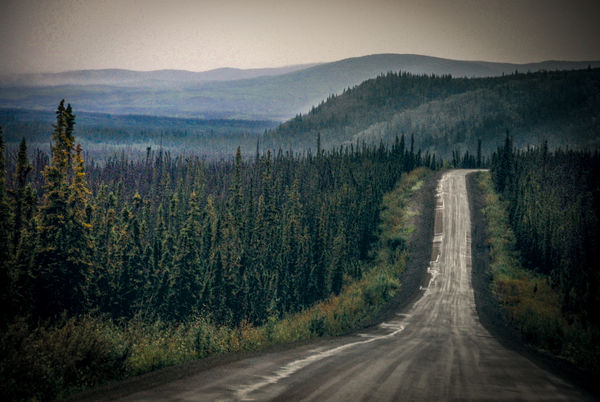 Long wet road... about 500 miles between Fairbanks...