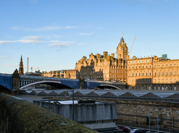 Looking across Waverly Station to the Balmoral hot...