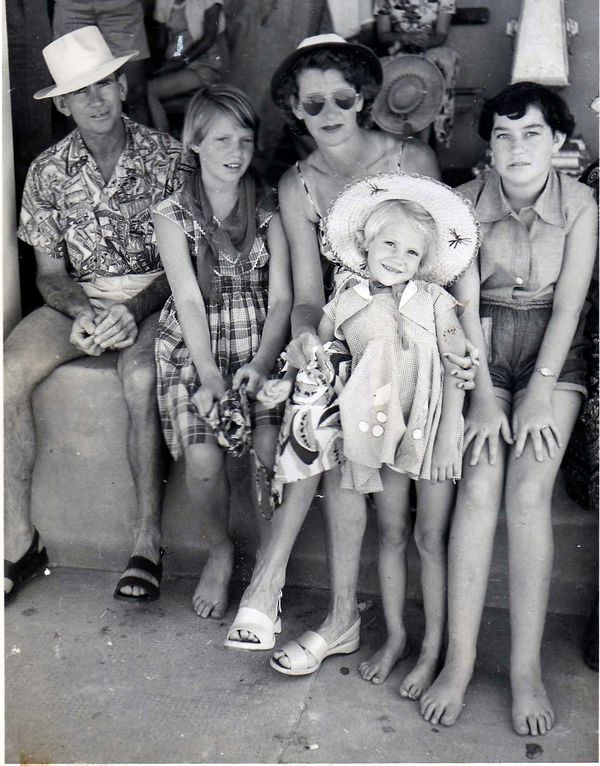 My dad, sister, Mum, me with the hat, and a cousin...