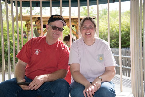 Daughter and husband - in a cage on the "Safari" a...