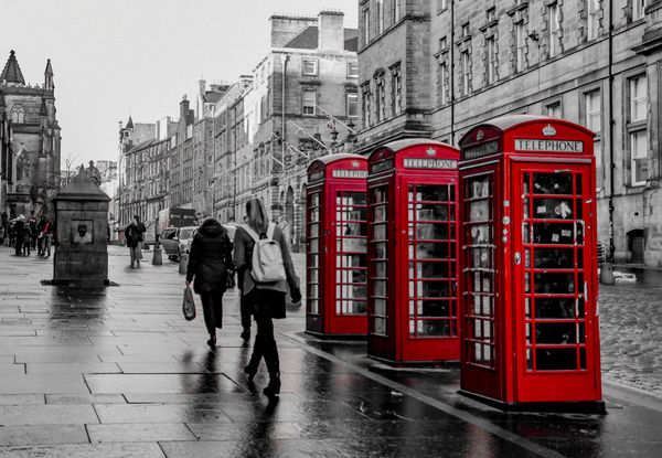 The iconic red phone booths on the Royal Mile...