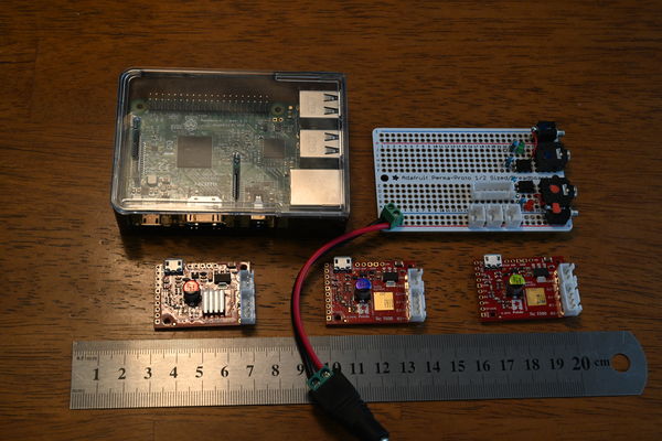 Raspberry Pi 3B, 3 Pololu Tic-500 and early versio...