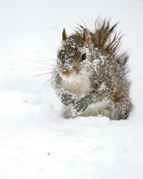 squirrel playing in the snow...