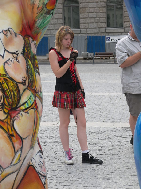Teenage German girl trying NOT to be seen with her...