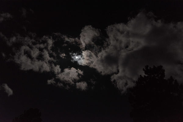 Moon behind clouds...