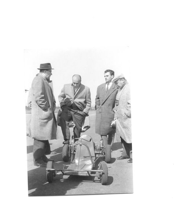 Fangio checking out a go kart....
