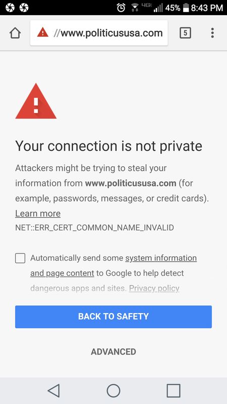 attackers might be stealing your personal data from politicususa com
