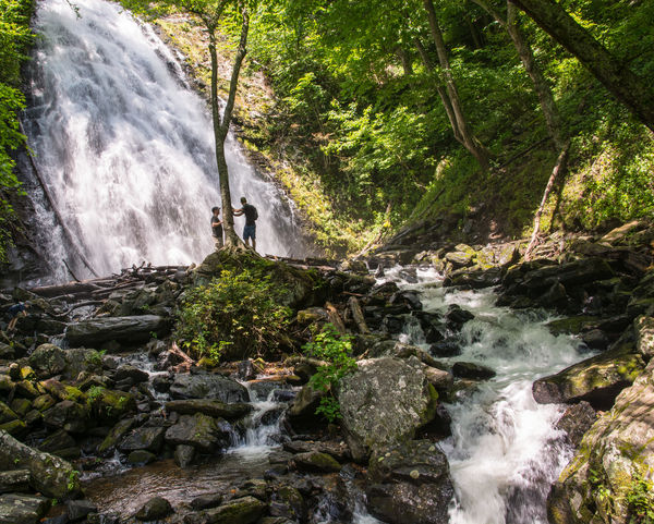 Crabtree Falls is located in a deep, steep gorge a...