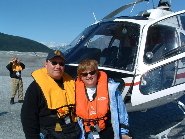 Us on a glacier near Juneau. Helicopter....