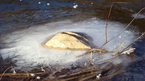 river rock in winter...