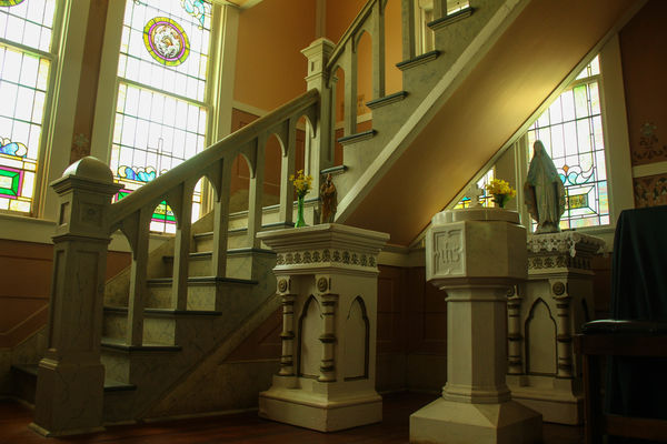 #6  Stairway to the choir loft.  Visitors are not ...