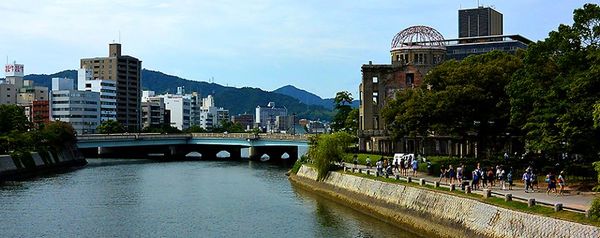 Modern day Hiroshima with the famed remnants of th...