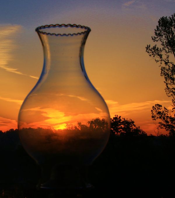 Or? A sunrise through my Mother's Kerosene Lamp?...