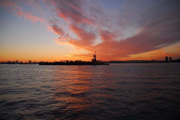 Sunrise over New York Harbor....