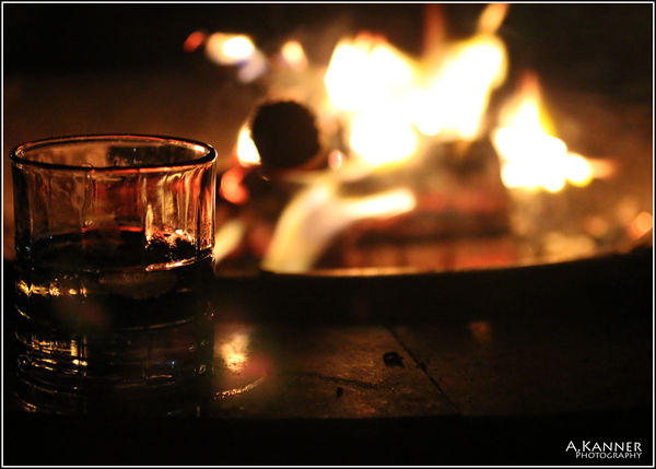 Watching the flames flicker and sipping wine.......