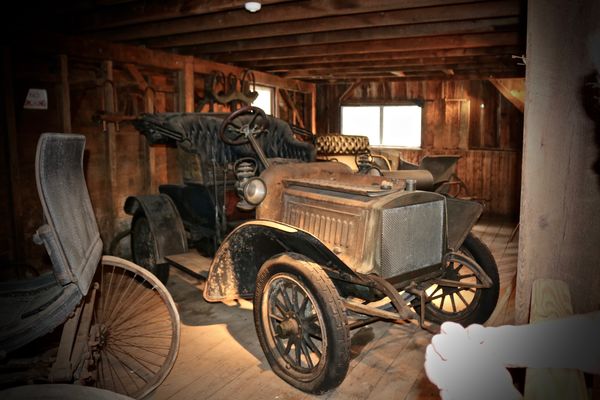 Antique car in Phillip's house barn! A Michell...