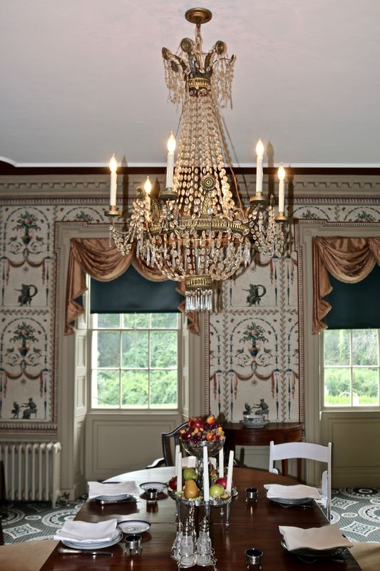 "new"Dining room with original 1800 wall paper...