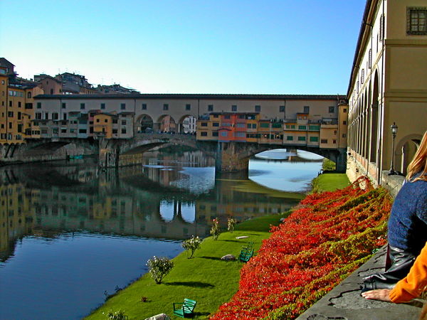Ponte Vecchio  over the Arno River, in Florence, I...