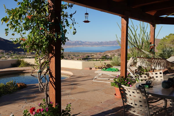 Where I sit on the back porch...Lake Mead in backg...