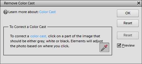 Remove color cast dialog...