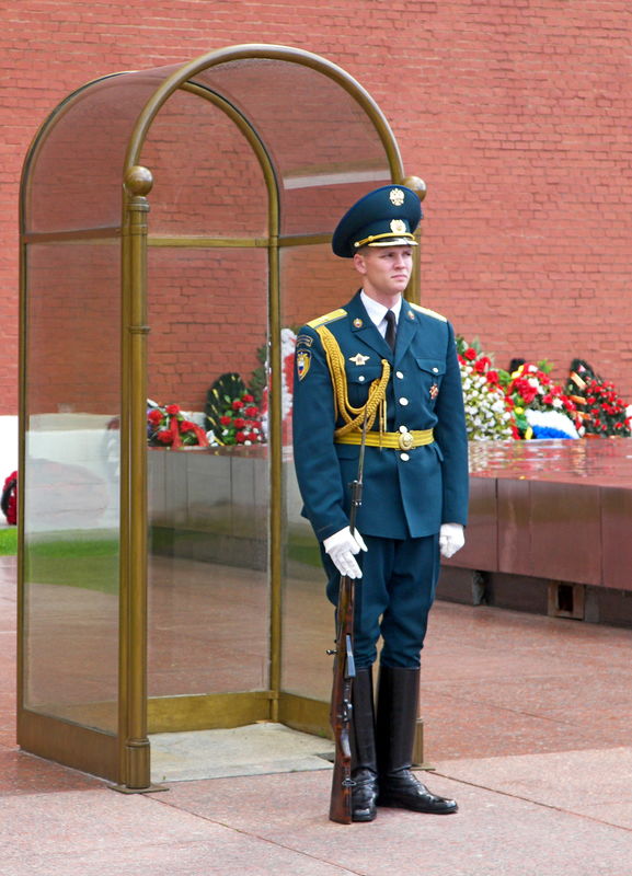 Guarding the Kremlin and Unknown Soldier, Moscow....