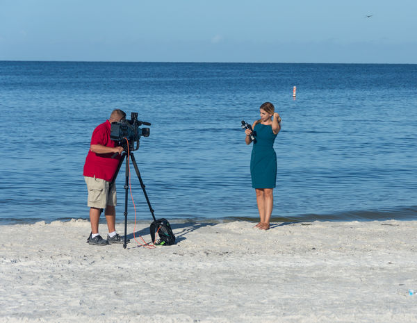 News Crew on beach Sunday morning...