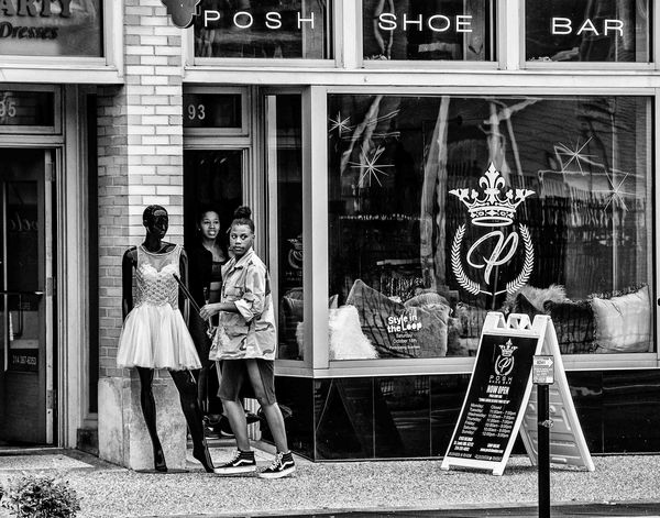 Girls Outside Shoe Store...