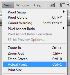 Photoshop Actual Pixels menu pick...