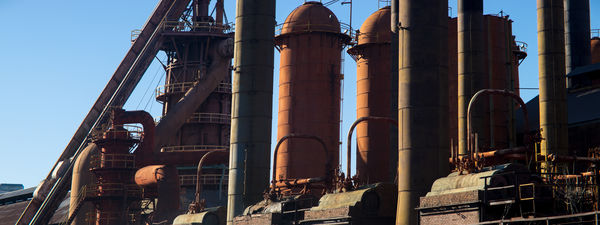 #2 blast furnace with steam boilers in foreground...