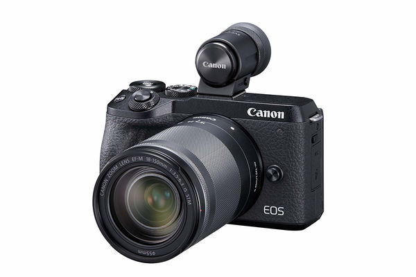 Canon EOS M6 Mark II with EVF-DC2 accessory viewfi...