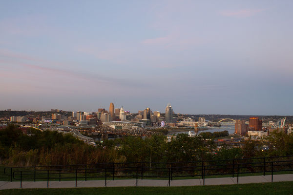 Cincinnati OH, and Covington, KY near sunset...