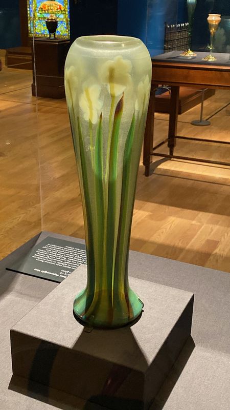Tall Green Iris Motif Vase....