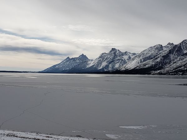 Tetons over frozen Jackson Lake...