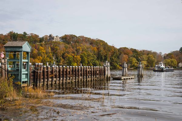 Hadlyme Ferry- you can see Gillette's Castle on th...