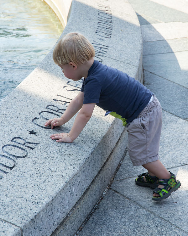 Young child at WWII memorial...