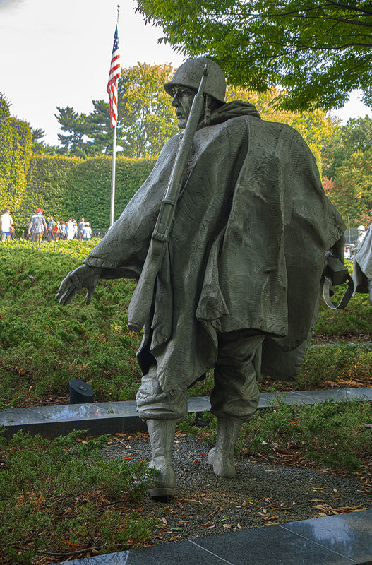 Statue of foot soldier at the Korean War memorial...