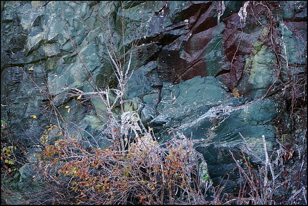 2. Ice on vegetation at bottom of rockface....