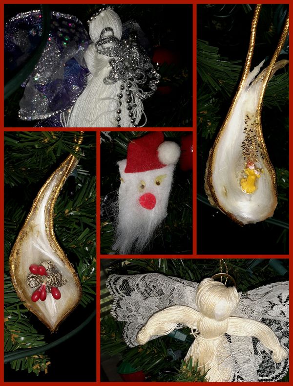 Assortment of hand made ornaments made by my child...