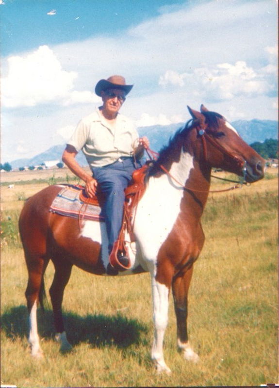 Grandpa with cowboy hat in Utah. He loved horses....