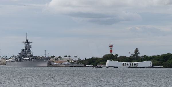 USS Missouri, control tower and Arizona...