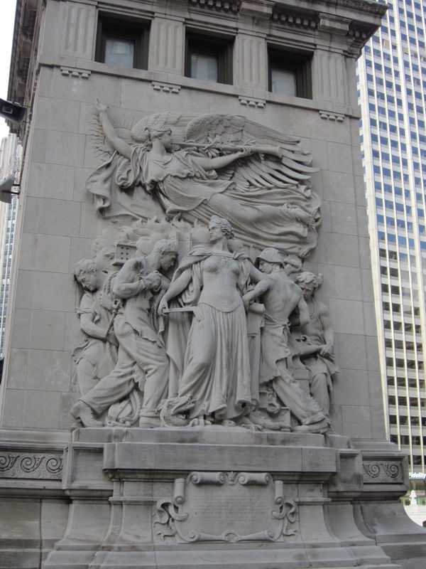 Relief on Pillar of bridge across Chicago River, C...