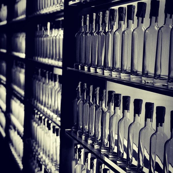 Bottles in shelf...