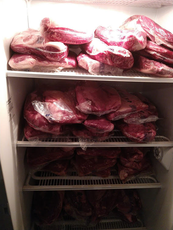 The freezer in the garage loaded with Brisket...