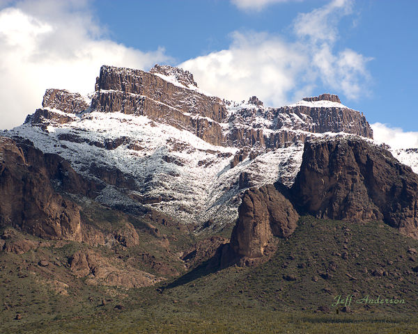 Snow on Superstition Mountain...