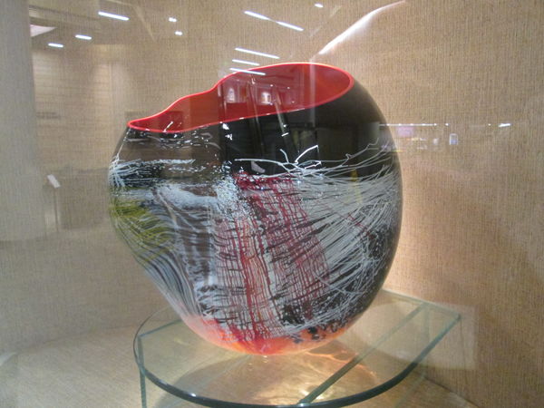 Bowl shows spun glass applied for design...
