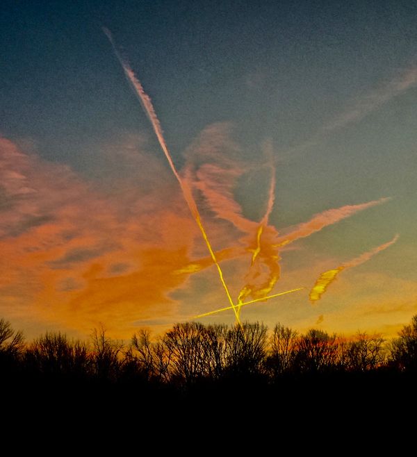 Almost red vapor trails-awesome!!...