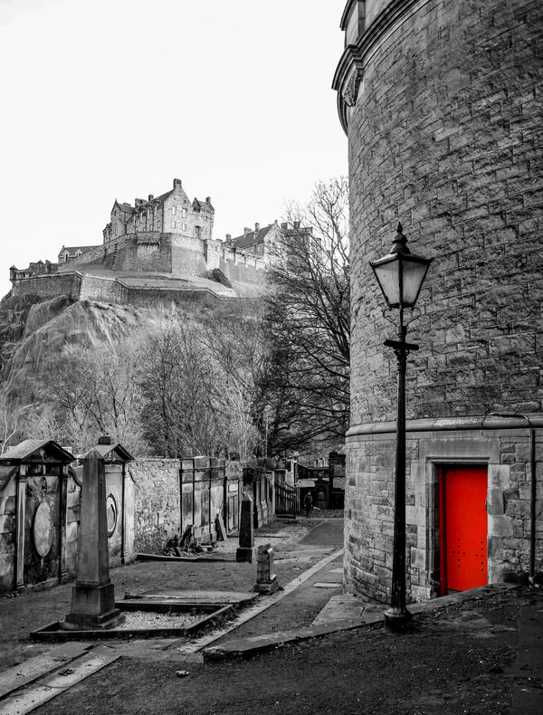 The red back door of St. Cuthbert's...